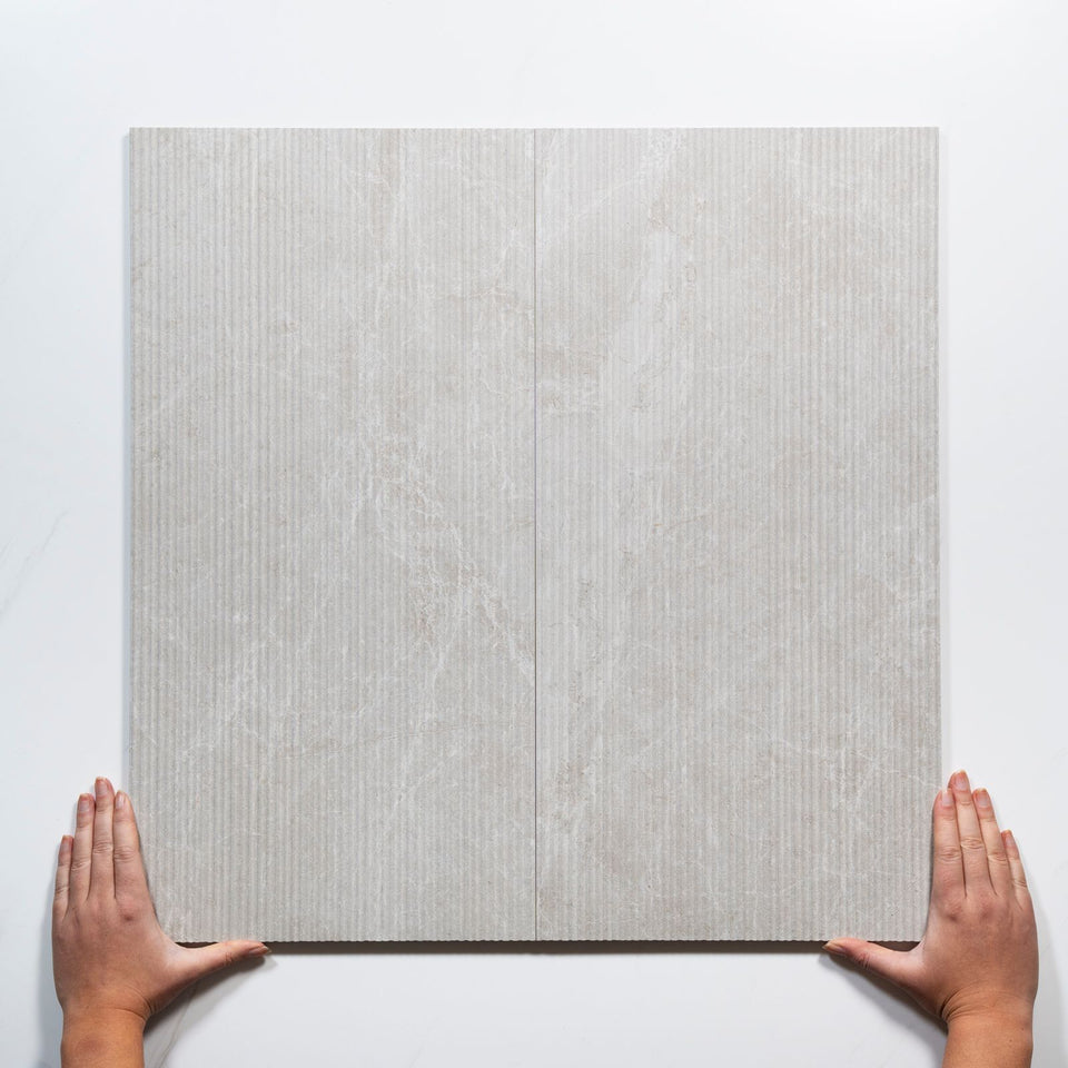 Kew Pearl Ribbed Decor Porcelain Tile 300 x 600mm