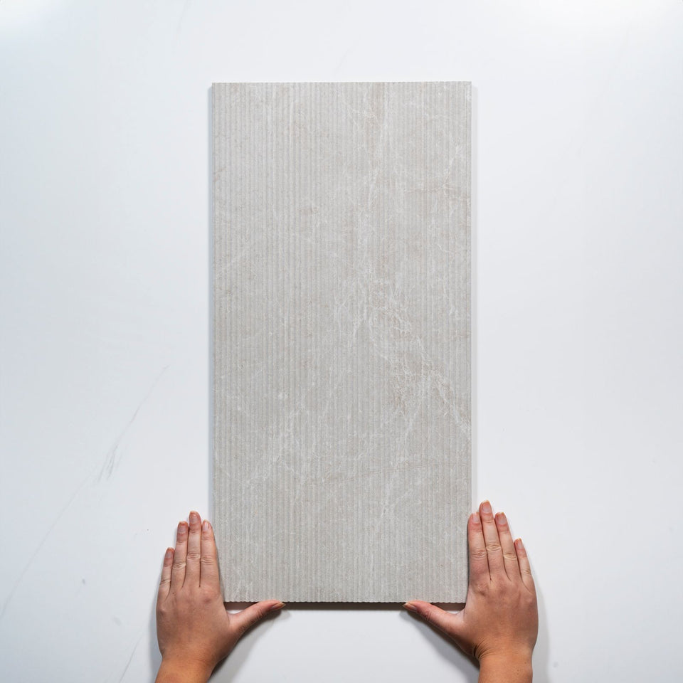 Kew Pearl Ribbed Decor Porcelain Tile 300 x 600mm