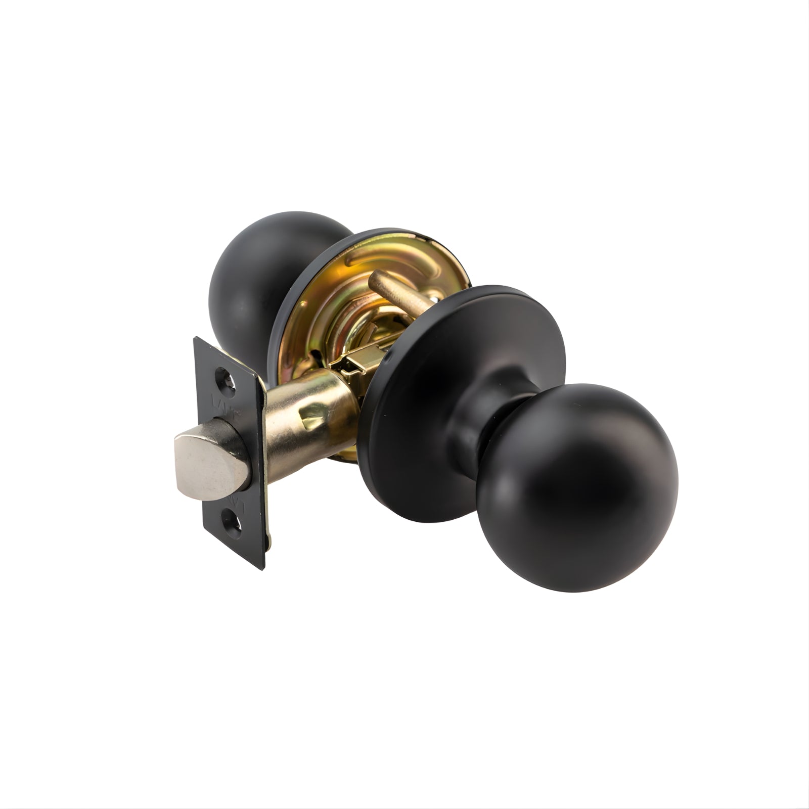Set Lane Bala Passage Knob Door Handle Set On Round Rosette Matte Black L998933 - The Blue Space