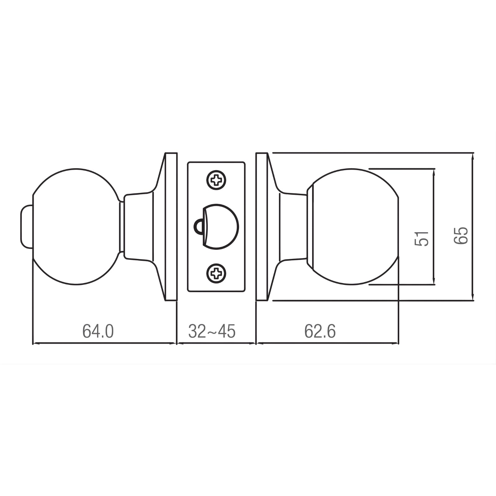 Line Drawing Lane Bala Passage Knob Door Handle Set On Round Rosette Polished Brass L972049 - The Blue Space