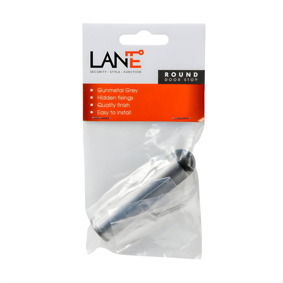Lane Bullet Door Stop Round Gun Metal Grey