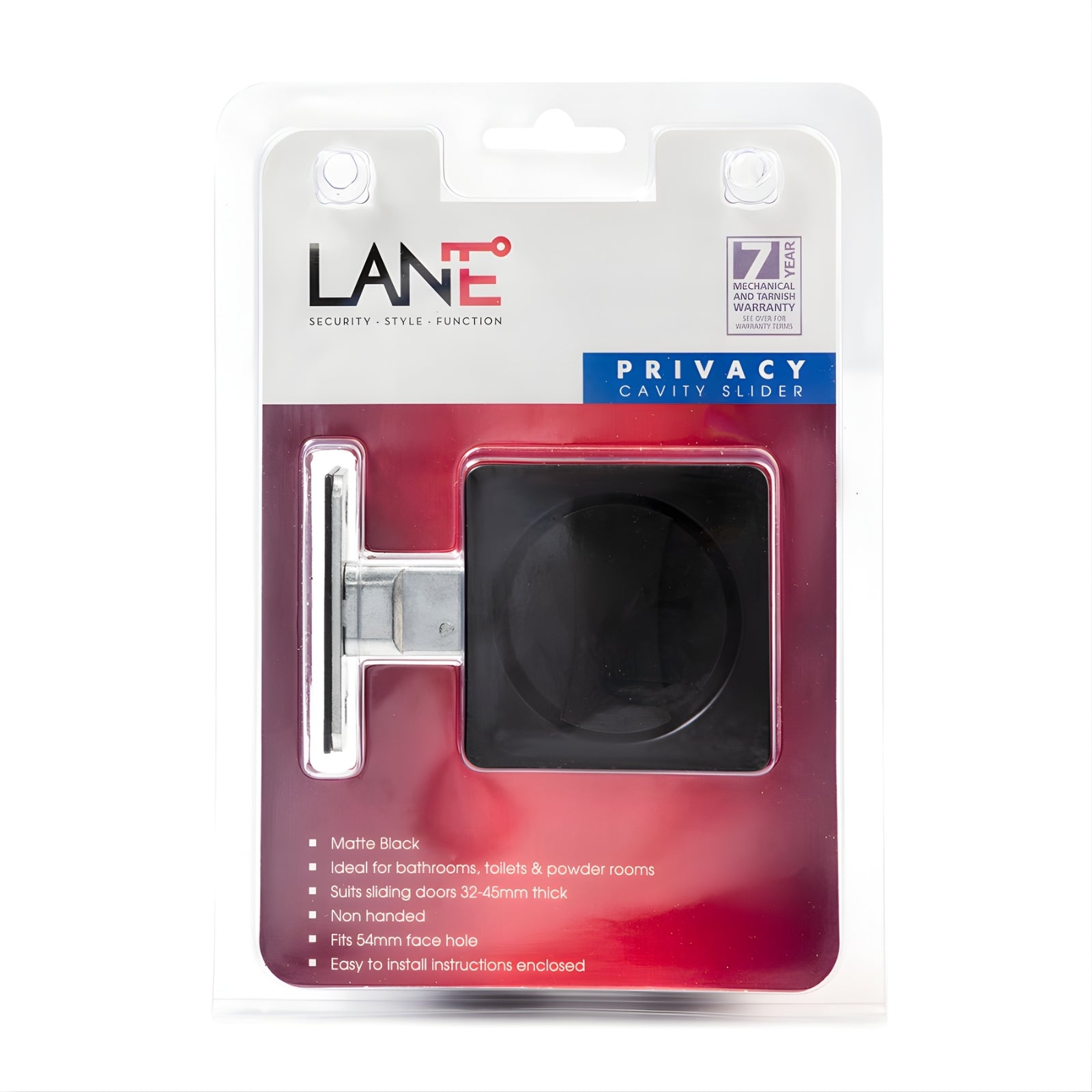 Package Lane Cavity Slider Door Handle Privacy Door Handle Set Square Rosette Matte Black L521407 - The Blue Space