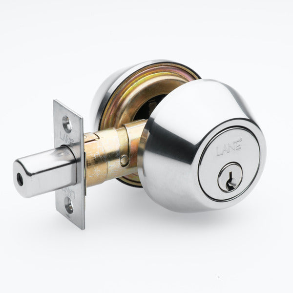 Lane Double Cylinder Deadbolt RD Polished Stainless Steel