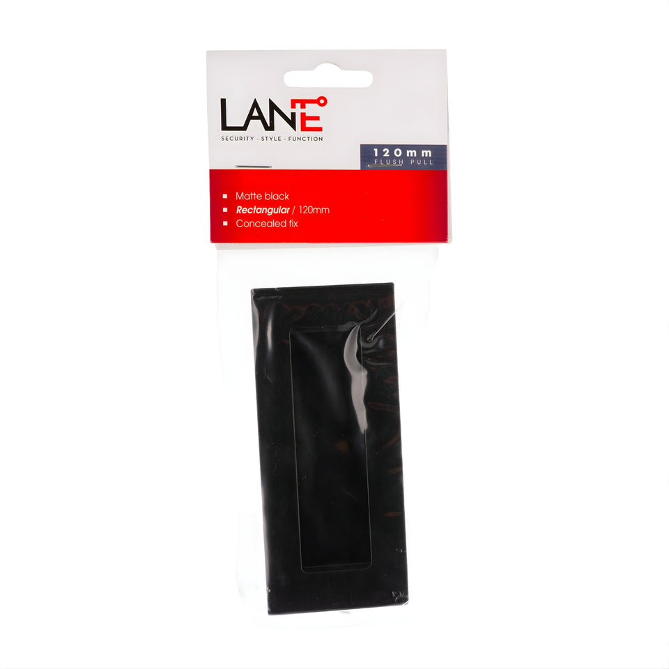 Lane Flush Pull Handle Rectangle 120mm Matte Black