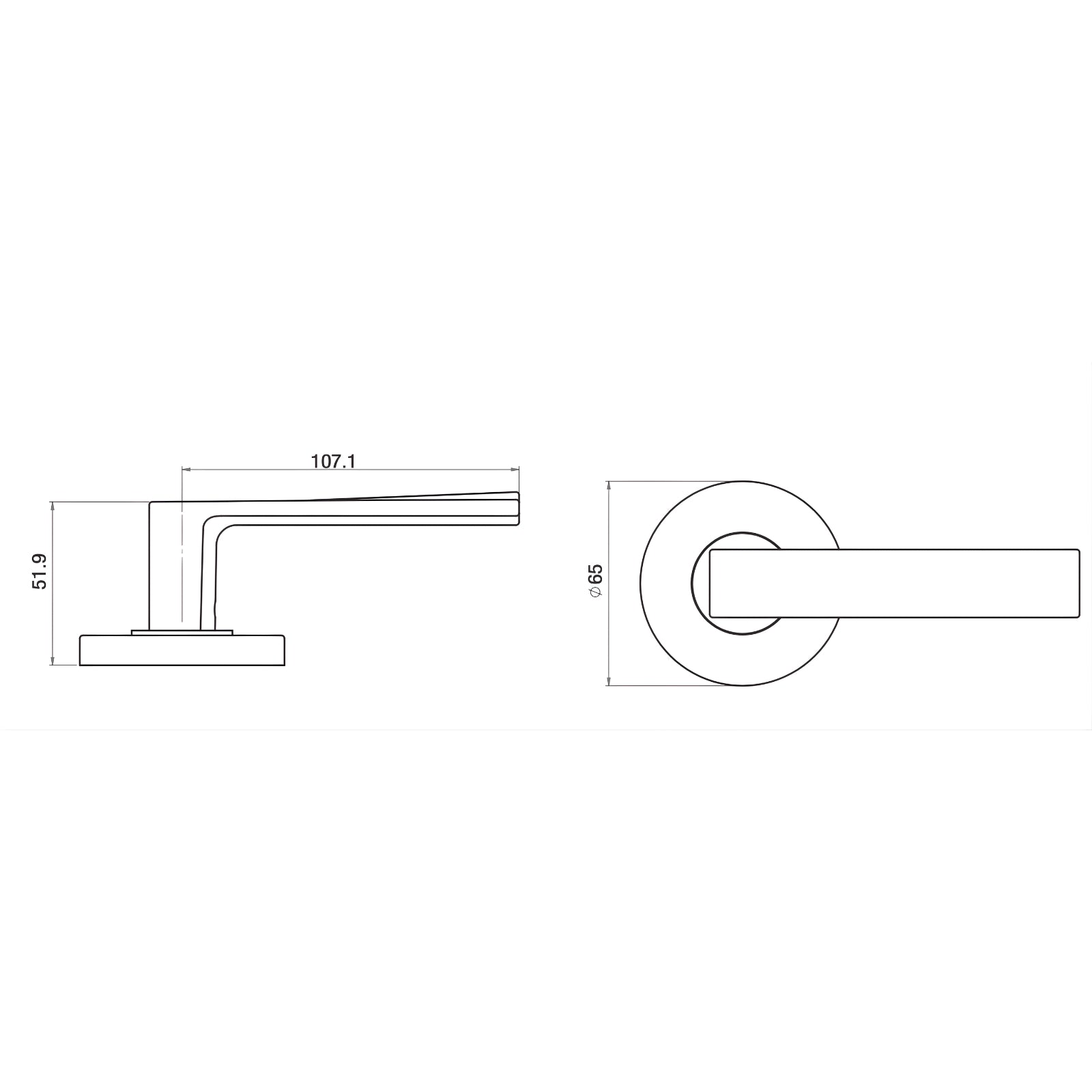 Line Drawing Lane Oxford Passage Lever Door Handle Set On Round Rosette Gun Metal Grey L512344 - The Blue Space