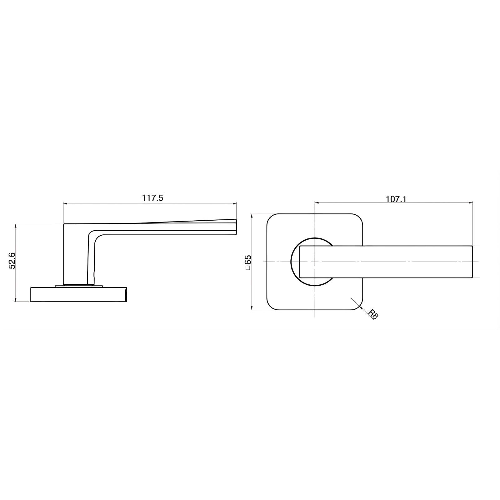 Line Drawing Lane Oxford Passage Lever Door Handle Set On Square Rosette Matte Black L996335 - The Blue Space