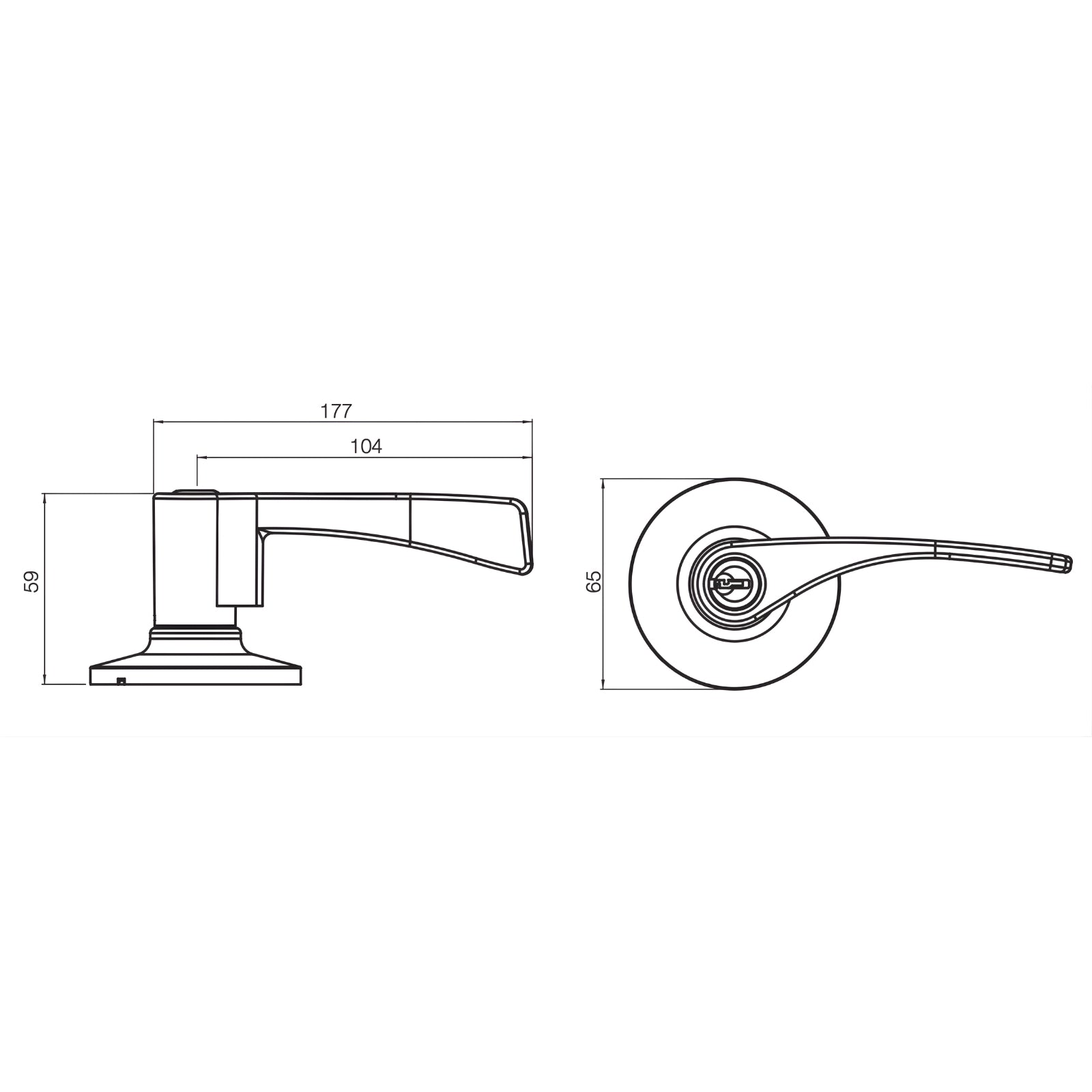 Line Drawing Lane Victoria Passage Lever Door Handle Set On Round Rosette Brushed Satin Chrome L984684 - The Blue Space