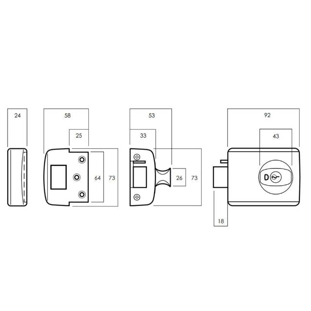 Lockwood 001 Double Cylinder Deadlatch Knob with Open In Strike Chrome Plate