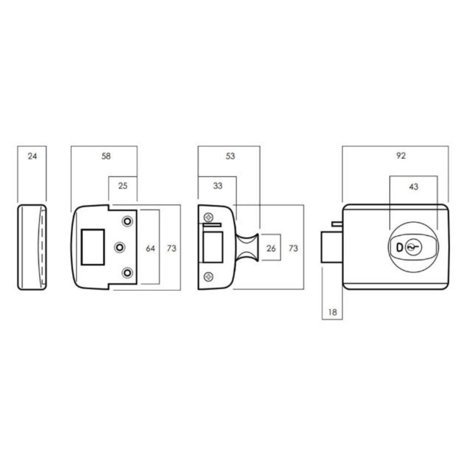 Lockwood 001 Double Cylinder Deadlatch Knob with Open In Strike Everbrass