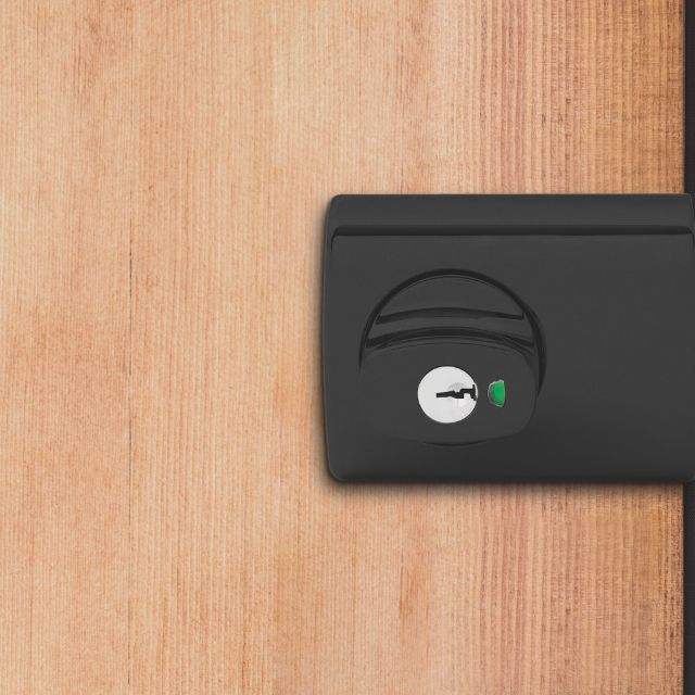 Exterior Lockwood 001 Double Cylinder Deadlatch Knob with Open In Strike Matte Black 001-1K1MBKDP - The Blue Space