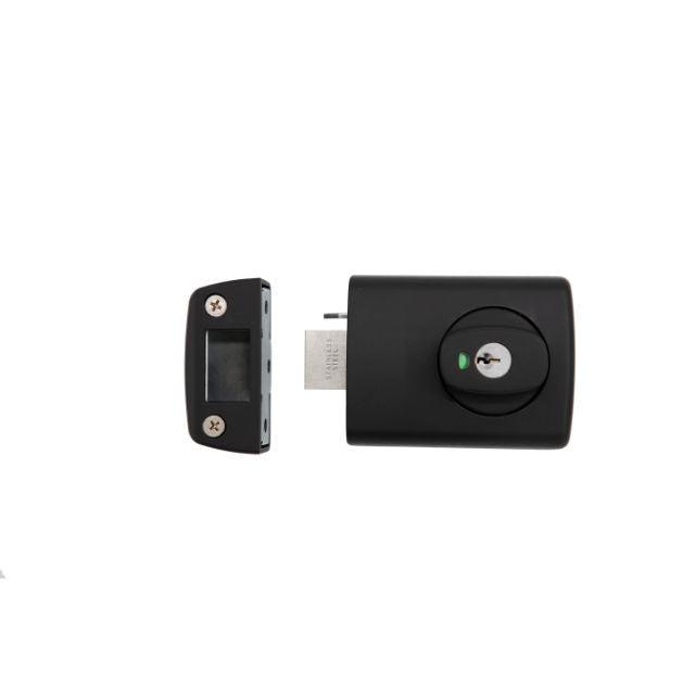 Green Lock Lockwood 001 Double Cylinder Deadlatch Knob with Open In Strike Matte Black 001-1K1MBKDP - The Blue Space