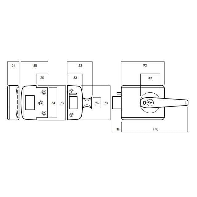 Lockwood 001 Double Cylinder Deadlatch Lever with Open In Strike Satin Chrome Plate