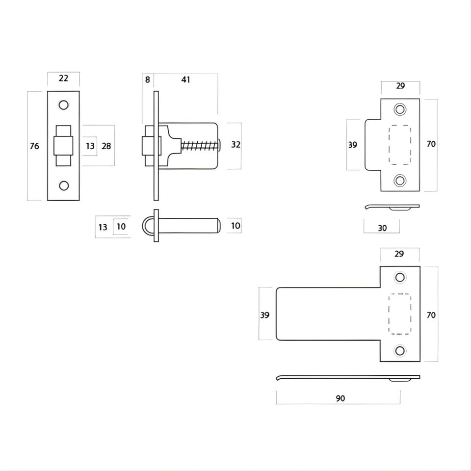 Lockwood 7580 Roller Bolt Matte Black