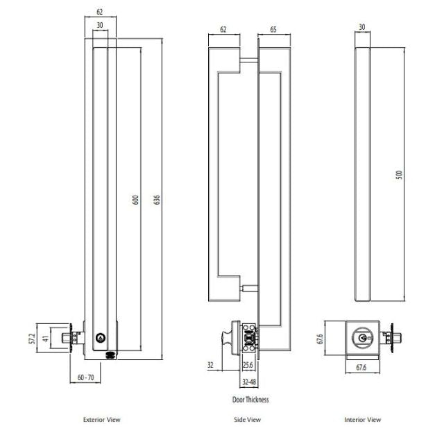 Lockwood Paradigm Pull Handle Lockset - Double Cylinder Deadbolt Stainless Steel