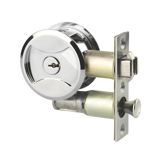 Lockwood Symmetry Round Cavity Sliding Door Entrance Set Chrome Plate Dp 7444CPDP - The Blue Space