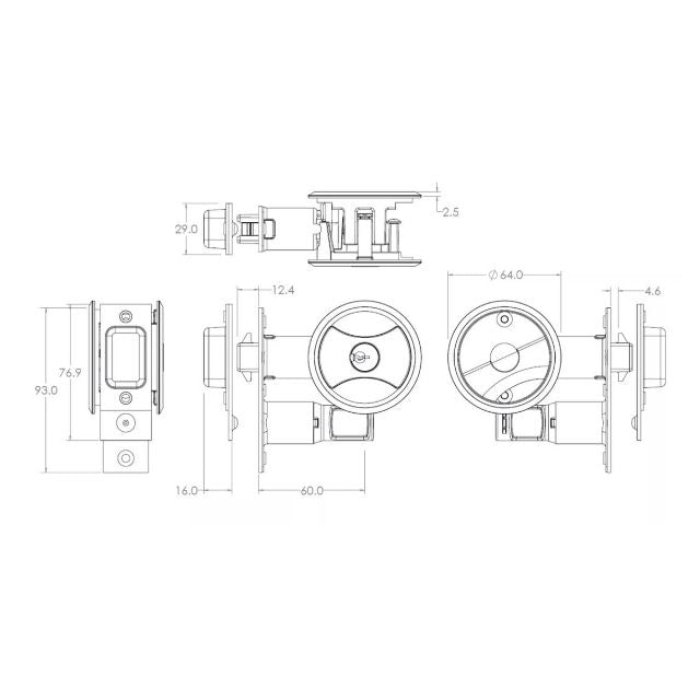 Lockwood Symmetry Round Cavity Sliding Door Entrance Set Chrome Plate Dp