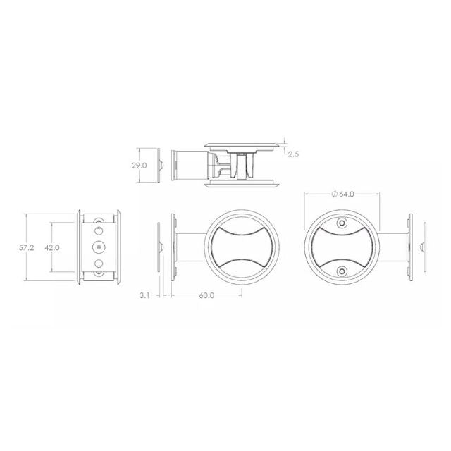 Lockwood Symmetry Round Cavity Sliding Door Passage Set Chrome Plate  Dp
