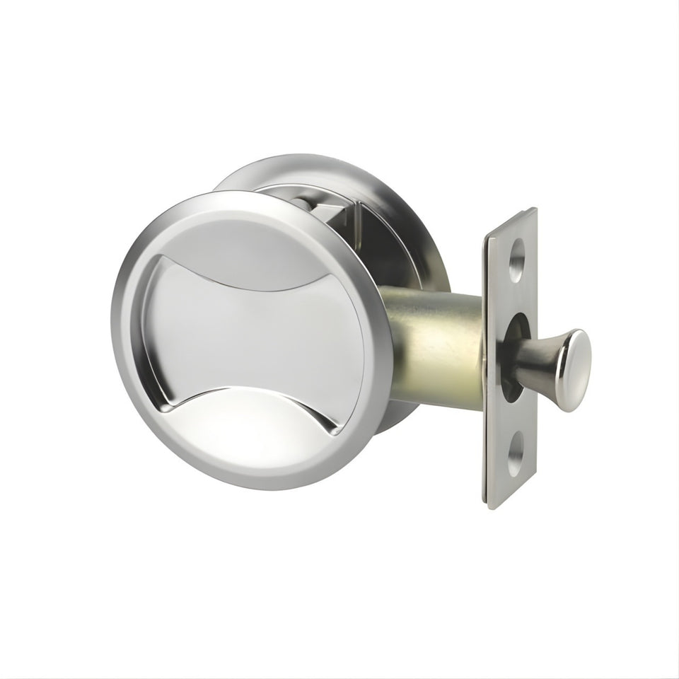 Lockwood Symmetry Round Cavity Sliding Door Passage Set Satin Pearl Dp