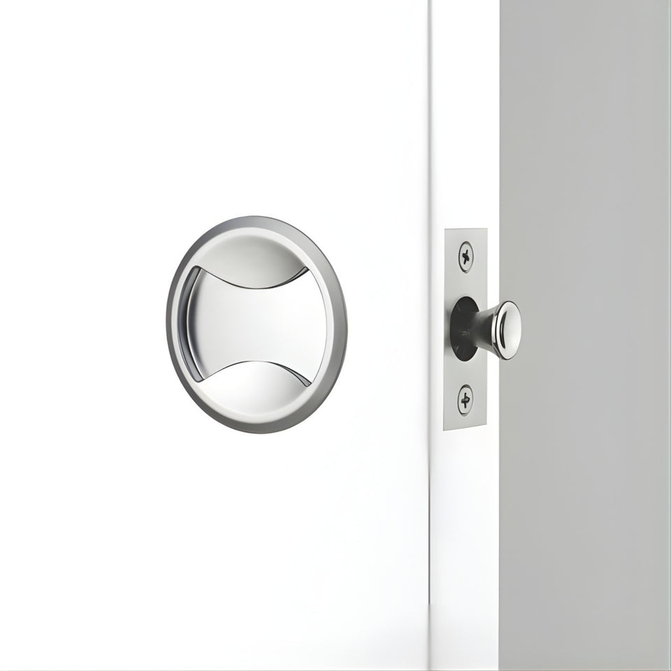 Lockwood Symmetry Round Cavity Sliding Door Passage Set Satin Pearl Dp