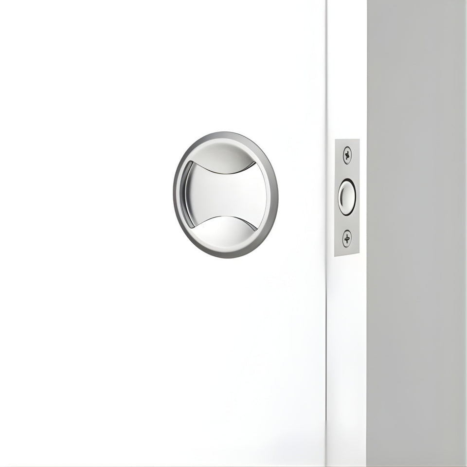 Lockwood Symmetry Round Cavity Sliding Door Passage Set Satin Pearl Dp