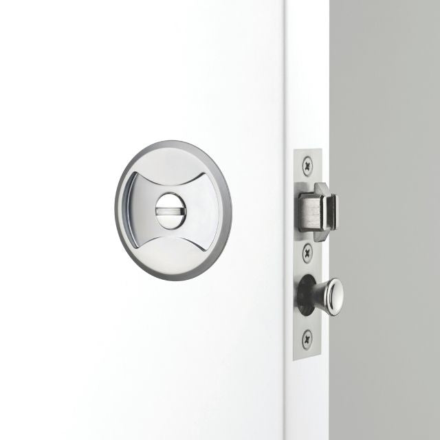 Lockwood Symmetry Round Cavity Sliding Door Privacy Set Satin Pearl Dp