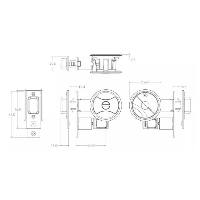 Lockwood Symmetry Round Cavity Sliding Door Privacy Set Satin Pearl Dp