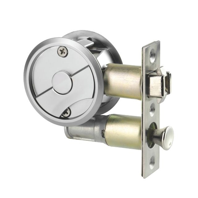 Lockwood Symmetry Round Cavity Sliding Door Privacy Set Satin Pearl Dp