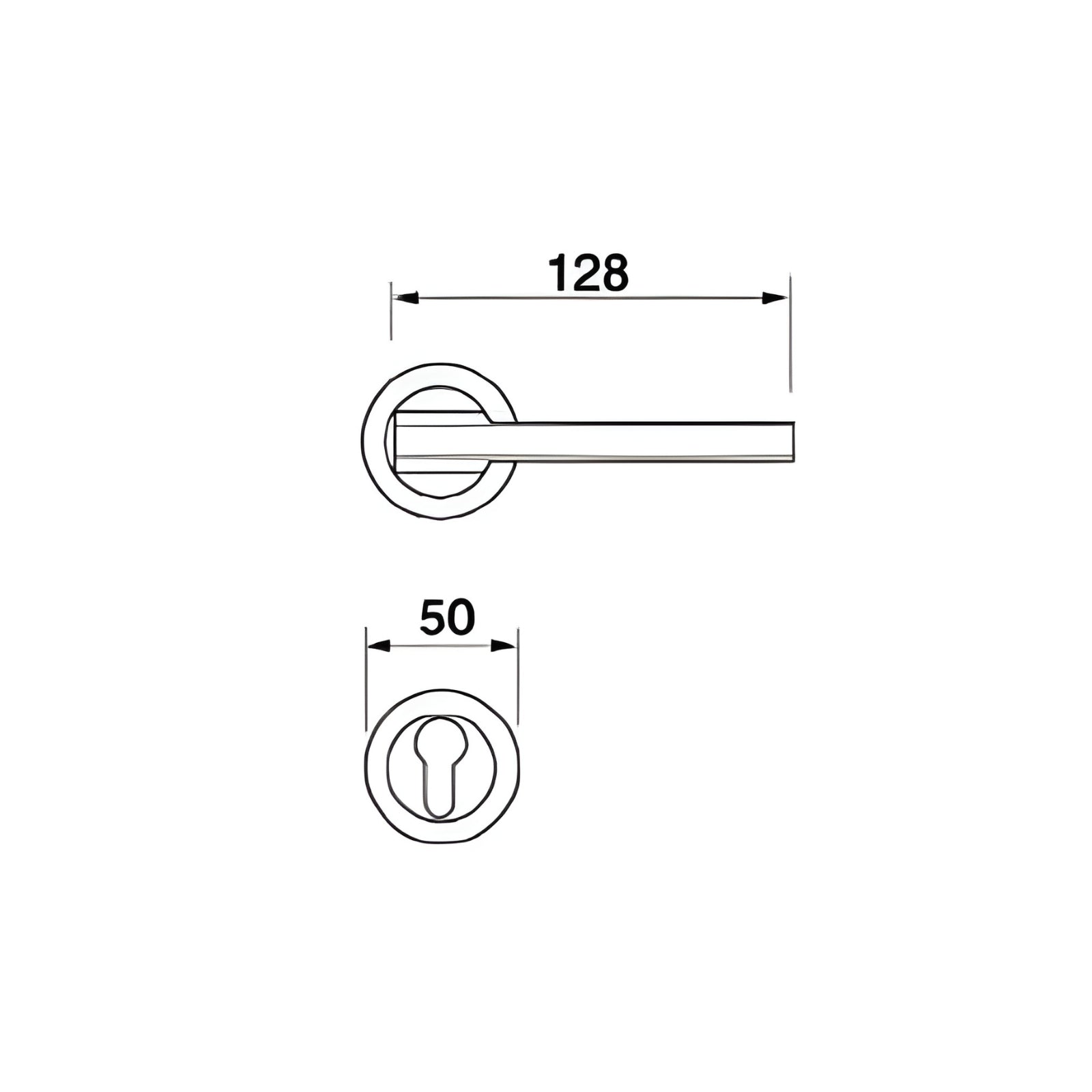 Technical Drawing Manital Blade Passage Door Handle Set Satin Brass MAN-BD5F-OSO-SB - The Blue Space