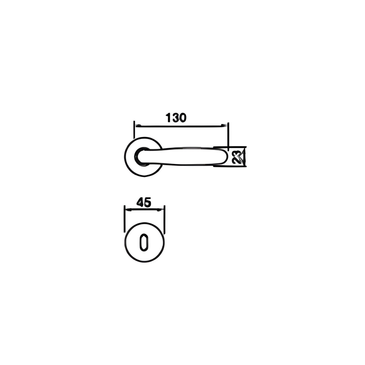 Technical Drawing Manital Imola Privacy Door Handle Set Satin Chrome MAN-IMPF-CSA-SC - The Blue Space