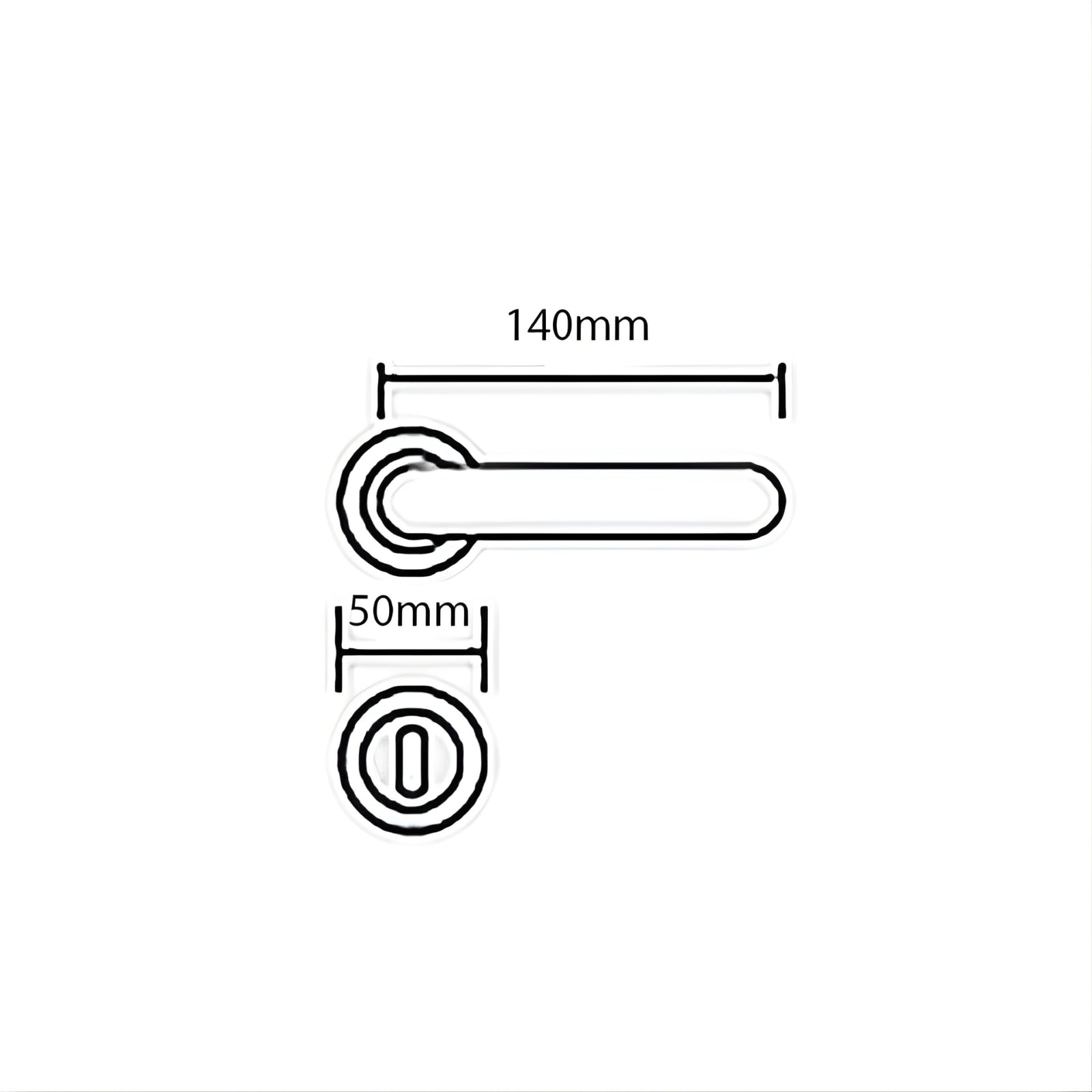 Technical Drawing Manital Ratio Passage Door Handle Set Satin Brass MAN-RT5F-OSO-SB - The Blue Space