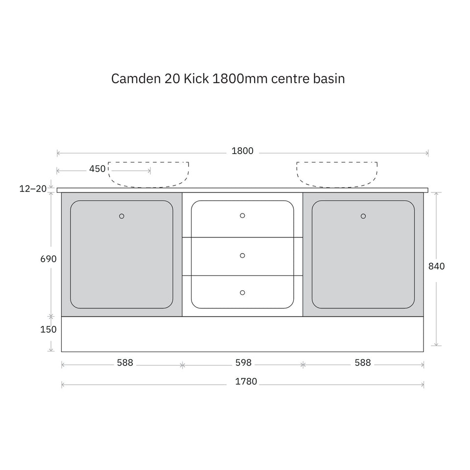 Marquis Camden Floor Standing Vanity on Kickboard with Symphony Top