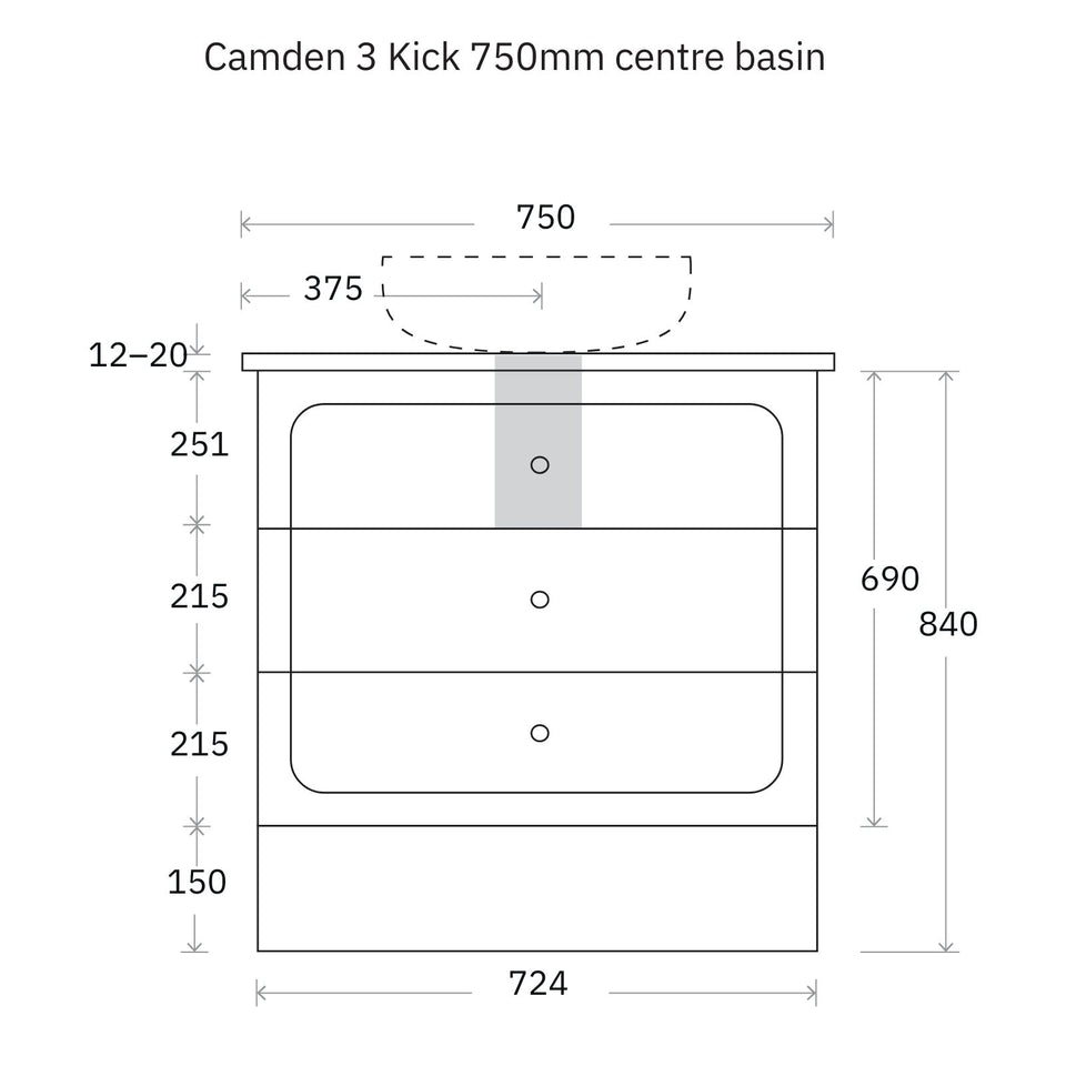 Marquis Camden Floor Standing Vanity on Kickboard with Symphony Top