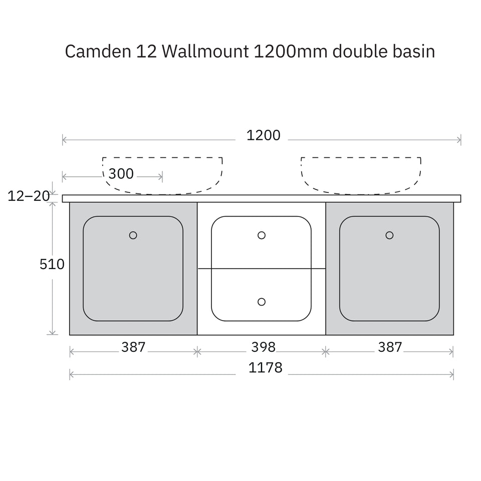 Marquis Camden Wall Hung Vanity with Caesarstone, Vasari or Dekton Top
