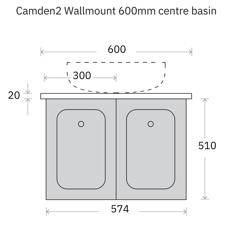 Marquis Camden Wall Hung Vanity with Caesarstone, Vasari or Dekton Top