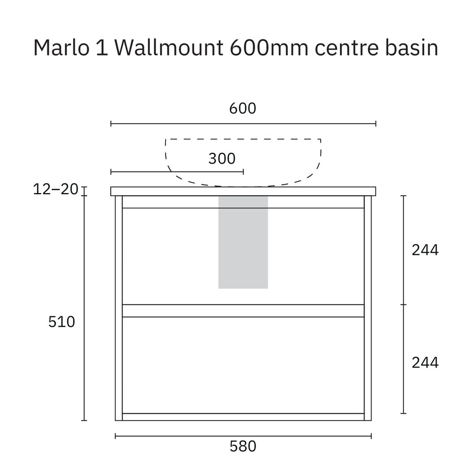 Marquis Marlo Wall Hung Vanity with Caesarstone, Vasari or Dekton Top