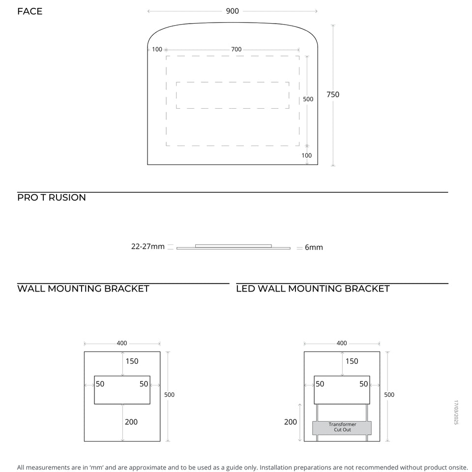 Marquis Pane Frameless Mirror 600mm - 1200mm