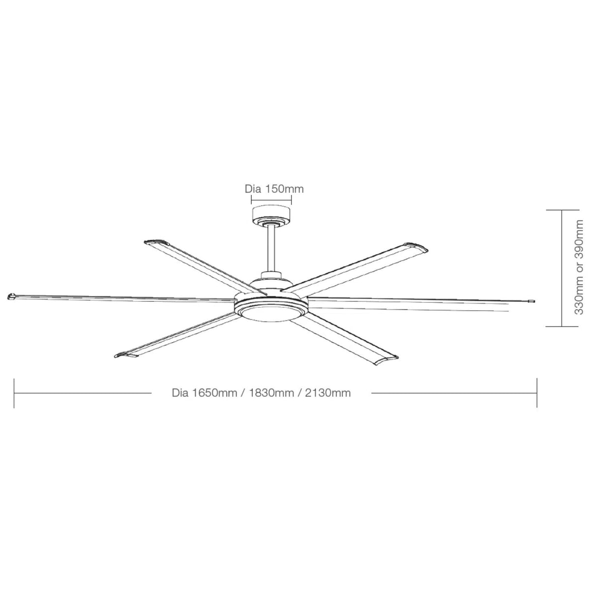 Line Drawing Martec Albatross II 1830mm DC Ceiling Fan Walnut MDCAB180WN-KIT - The Blue Space