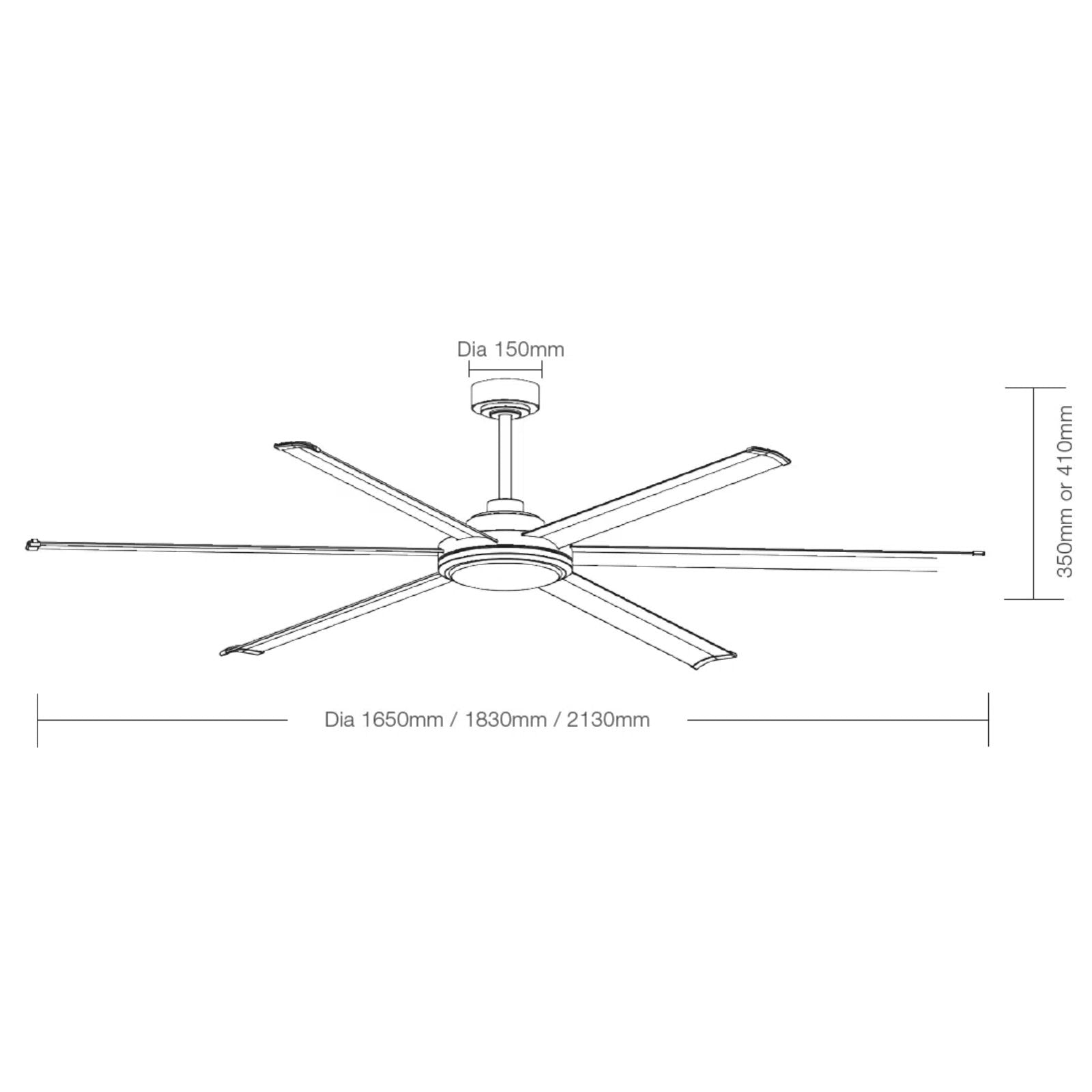 Line Drawing Martec Albatross II 1830mm DC Ceiling Fan with Light Walnut MDCAB180WN-KITWN - The Blue Space