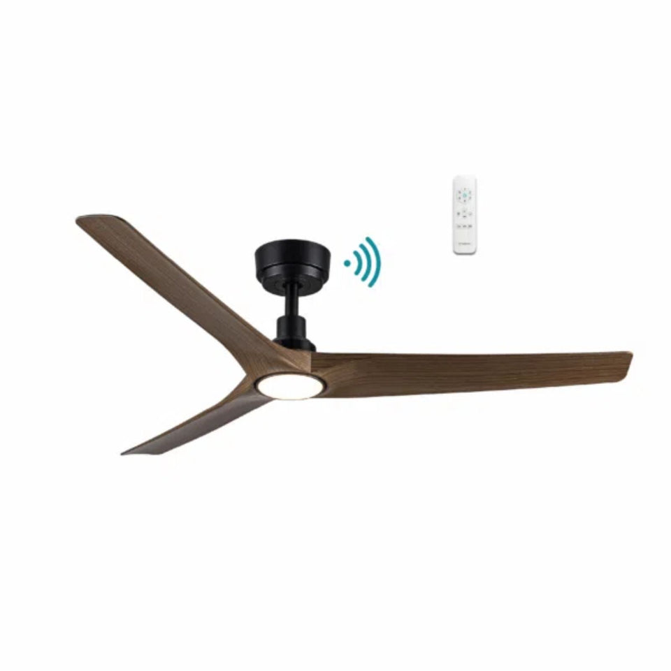Martec Cordoba 1320mm DC Ceiling Fan with 15W LED Light Matte Black/Walnut