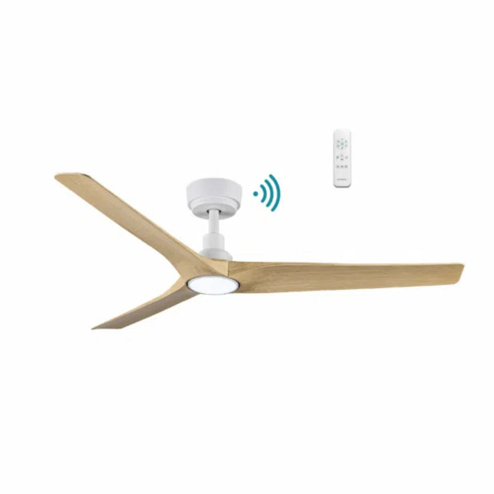 Martec Cordoba 1320mm DC Ceiling Fan with 15W LED Light Matte White/Oak