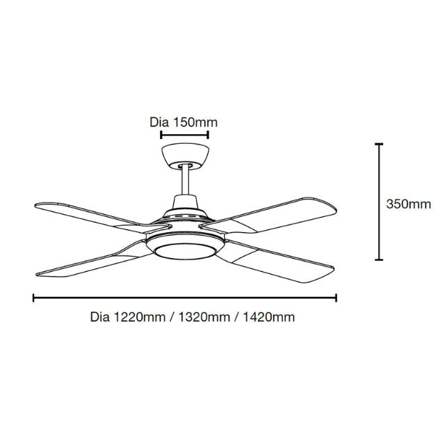 Martec Discovery II 1220mm Ceiling Fan with LED Light White
