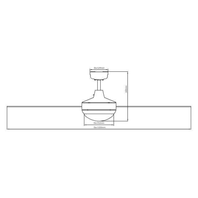 Martec Lifestyle 1320mm 4 Blade Ceiling Fan with 24w LED Light Brushed Aluminium