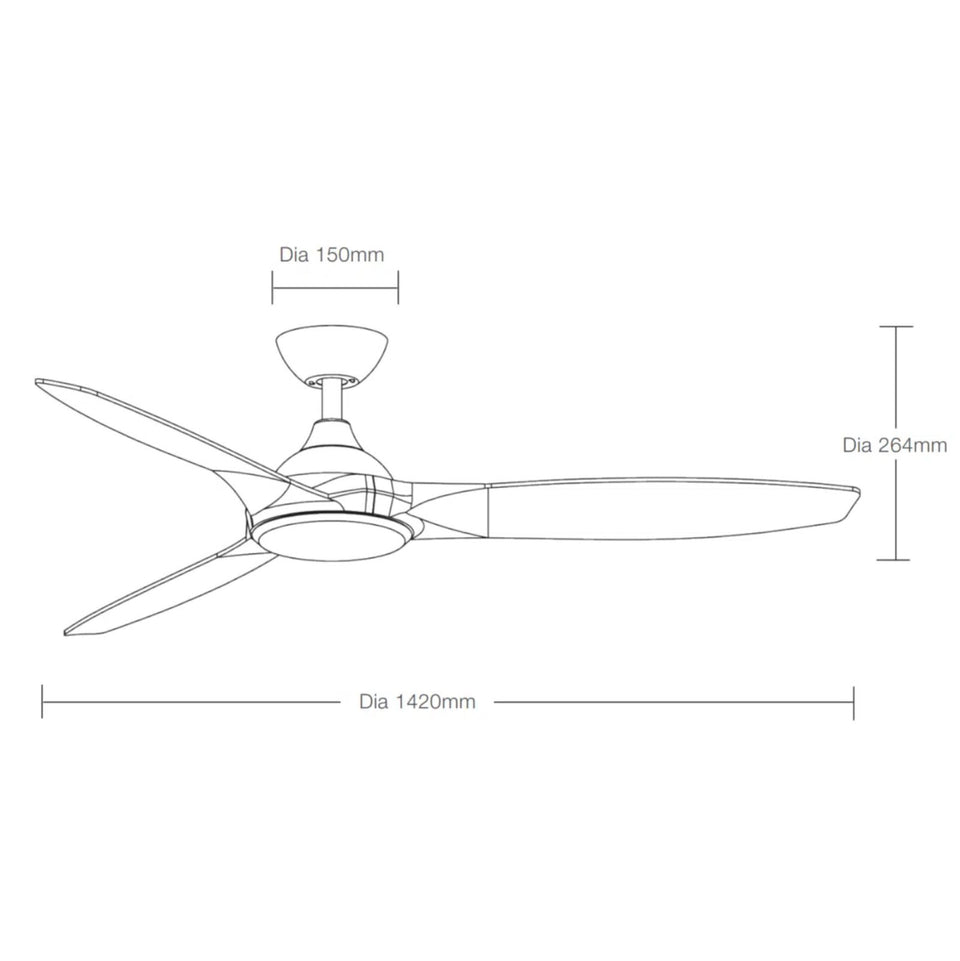 Martec Newport 1420mm DC Ceiling Fan White/Oak
