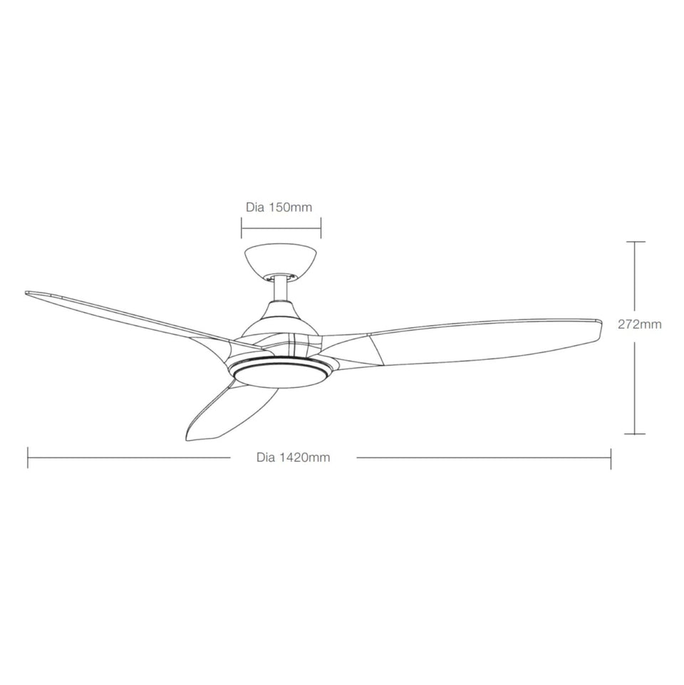 Martec Newport 1420mm DC Ceiling Fan with LED Light Matte White/Oak