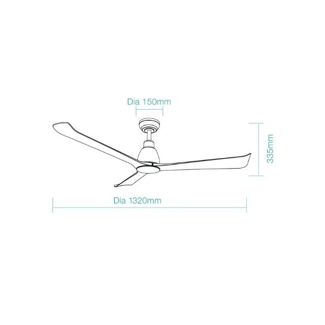 Line Drawing Martec Polo DC 1320mm Ceiling Fan Nickel/Driftwood MDCP133ND - The Blue Space
