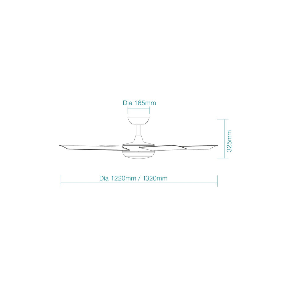 Martec Quantum 1220mm DC Ceiling Fan With 24W Tricolour LED Light Matte White