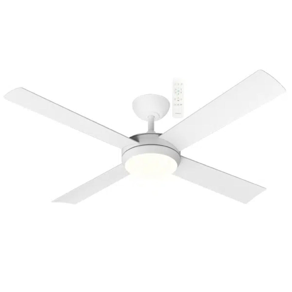 Martec Quantum 1320mm DC Ceiling Fan With 24W Tricolour LED Light Matte White