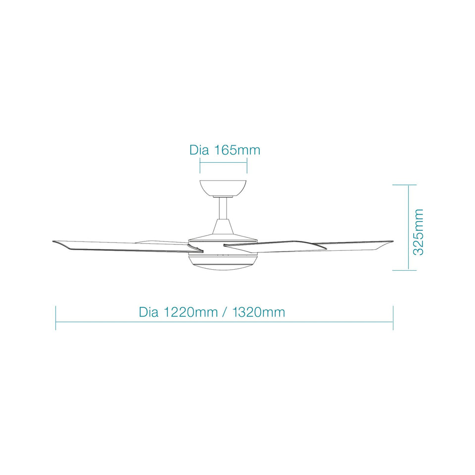 Martec Quantum 1320mm DC Ceiling Fan With 24W Tricolour LED Light Matte Black