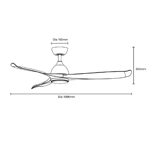Martec Scorpion DC 1320mm Ceiling Fan with LED Light Matt White
