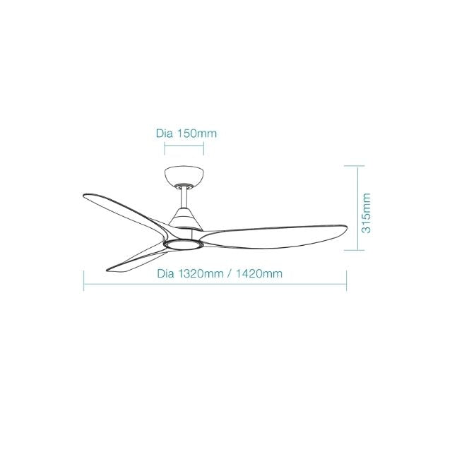 Martec Seaforth DC 1320mm Ceiling Fan with LED Light Matt Black/Teak